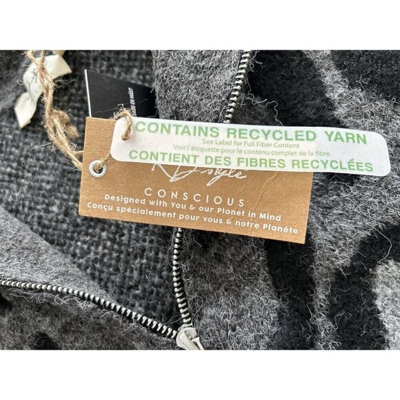 RD Style Conscious Women's 1/4 Zip Gray Black Animal Print Wool Blend Sweater M - Picture 4 of 7